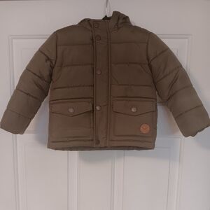 Little Me army green puffer coat baby boy toddler warm winter jacket 24m